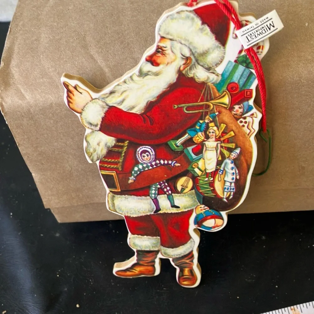 Vintage pressboard Santa ornament